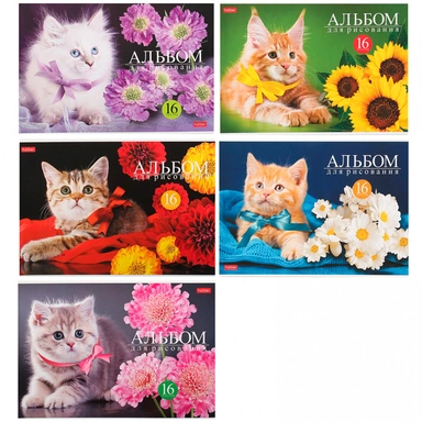 Альбом для рисования 16 л. А4 На мягких лапках 16А4В Hatber