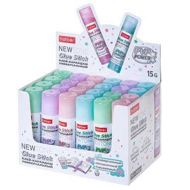Клей карандаш 15 гр. с дозатором NEWtone GS_067211 Hatber