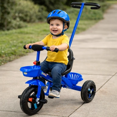 Трехколесный велосипед с ручкой управления, колеса EVA от 3 до 5 лет.