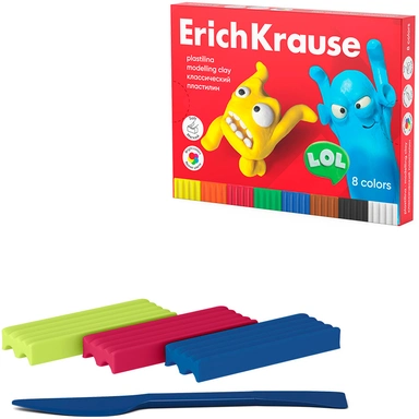Пластилин 8цв со стеком Jolly Friends 61345 /Erich Krause/.