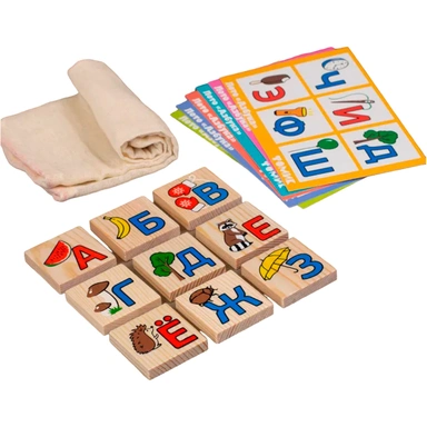 Деревянный Развивающий набор Лото Азбука 36 деталей Л-01