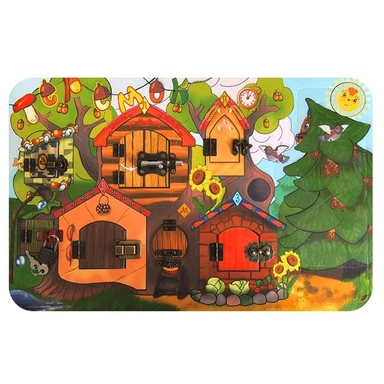 Деревянный Бизиборд Замочки Теремок 7819