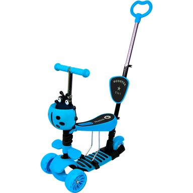 Самокат - каталка с ручкой, трехколесная, светящиеся колеса