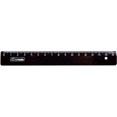 Линейка пластик 16см черная СТАММ ЛН04