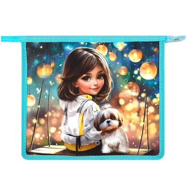 Папка для тетрадей на молнии 1 отделение Шатенка с собачкой 69296