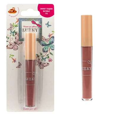 Блеск для губ эффект гладких матовых губ с ароматом карамели, карамельно-бежевый, 2,7 мл Т20267