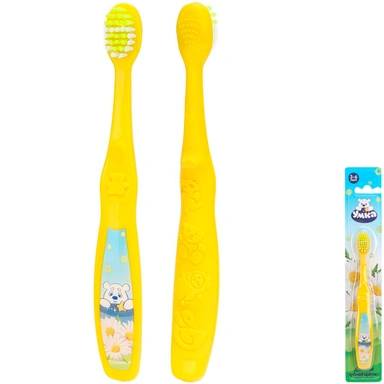 Зубная щетка фигурная для детей умка желтая MASTER DENT 123290-UM