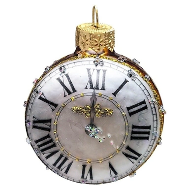 Елочное украшение Часы круглые h-7,5 см АУ-169