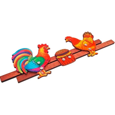 Деревянная Богородская игрушка Курочка с Петушком окраш. 8766 /45/