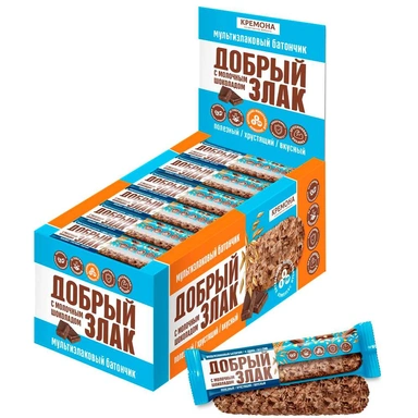 Мультизлаковый батончик с молочным шоколадом 19г цена за 1 шт (24 шт в упак) КН10054 ДОБРЫЙ ЗЛАК