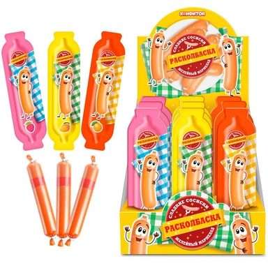 РАСКОЛБАСКА сладкая сосиска желейный мармелад 12г цена за шт (30 шт в упак) КТ95327