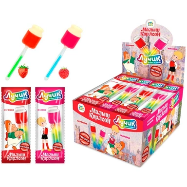 ЛУЧИК Малыш и Карлсон карамель на светящейся палочке 10г цена за шт (30шт в упак) КТ94545