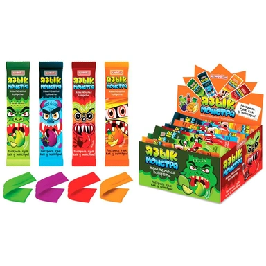 ЯЗЫК МОНСТРА жевательная конфета (кола,ежевика,тропик,лайм-мохито) 10г цена за шт (50шт в уп)КТ94734