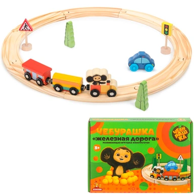 Деревянная Железная дорога Чебурашка Буратино BRT43