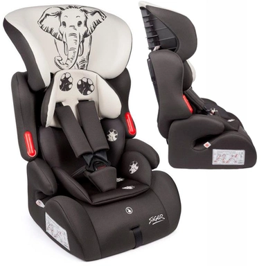 Автокресло SIGER Космо, гр. I/II/III, 9-36 кг,1-12 лет,серо-бежевый,слон,люкс KRES3597