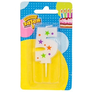 Свеча цифра 5 Звезды 5см 1502-4229