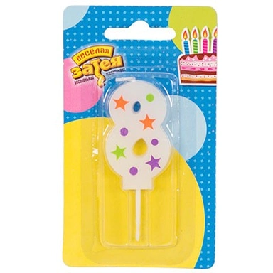 Свеча цифра 8 Звезды 5см 1502-4232