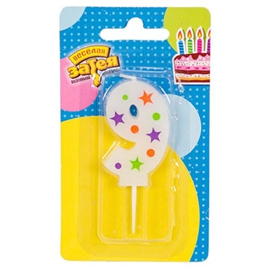 Свеча цифра 9 Звезды 5см 1502-4233