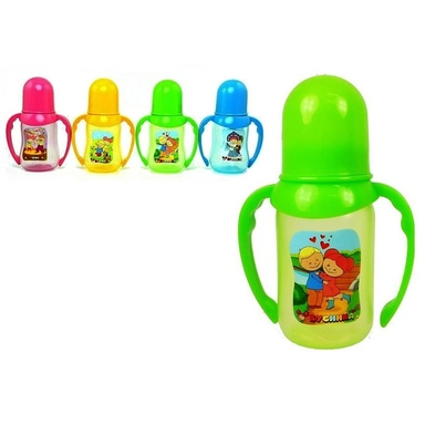 Бутылочка с ручками  цветная 125 мл 1911