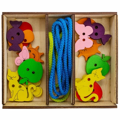 Деревянная Шнуровка Пуговки для девочек /Арбо/