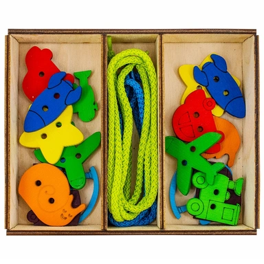 Деревянная Шнуровка Пуговки для мальчиков /Арбо/